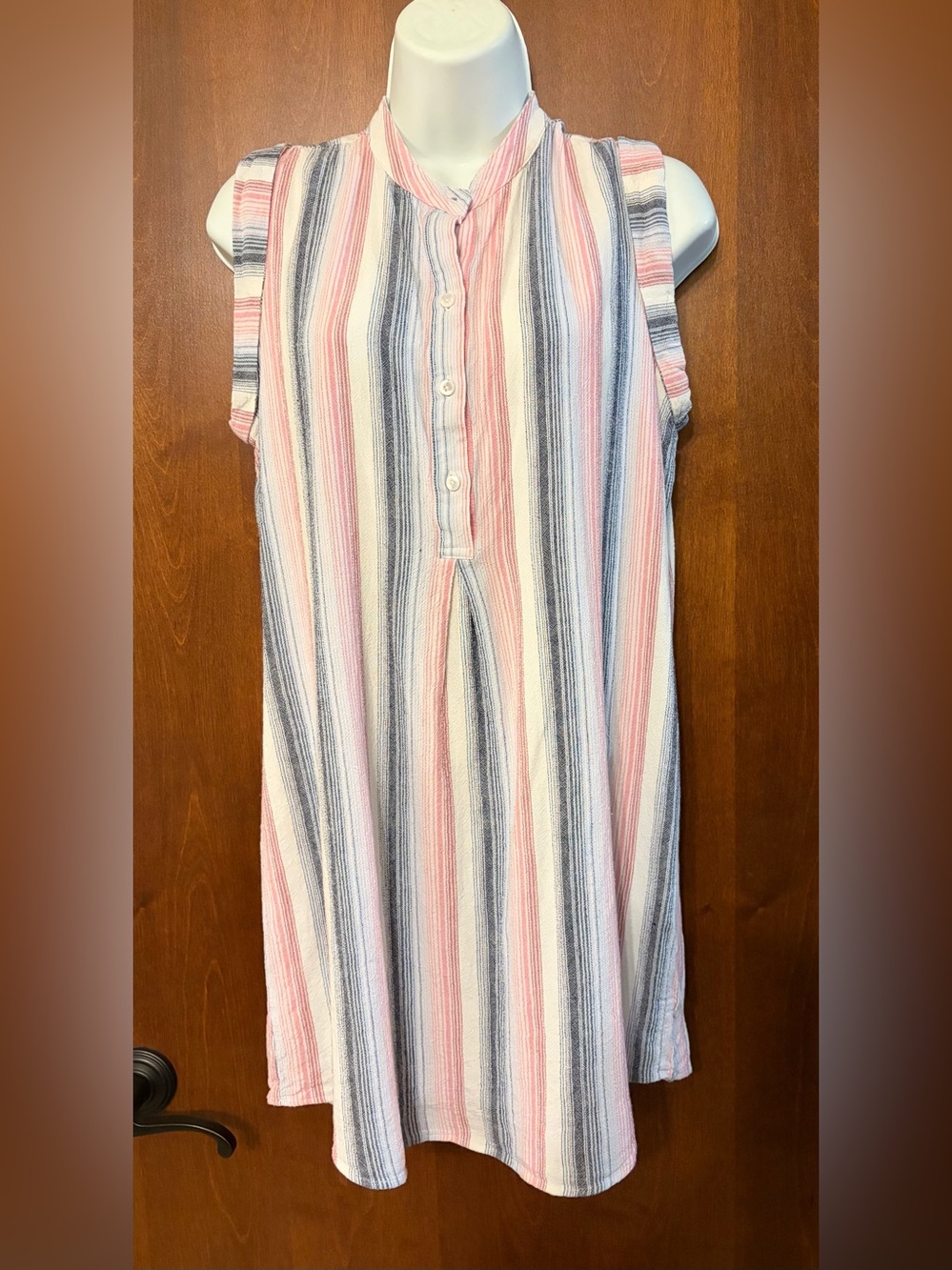Cloth & Stone Sleeveless linen blend Striped mini dress - Pink, Blue, White - S